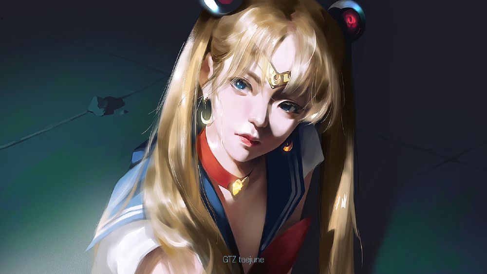 Обои для рабочего стола Портрет Usagi Tsukino / Усаги Цукино / Сейлор Мун / Seilor Moon из аниме Bishoujo Senshi Sailor Moon / Красавица-воин Сейлор Мун