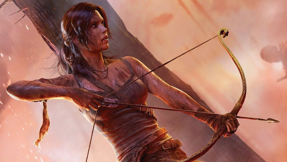 Обои для рабочего стола Лара Крофт с луком в руках, персонаж игры Tomb Raider