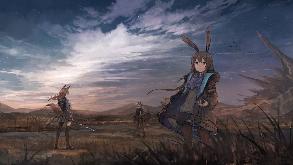 Обои для рабочего стола Chen / Hoshiguma / Swire персонажи из игры Arknights, by Axle