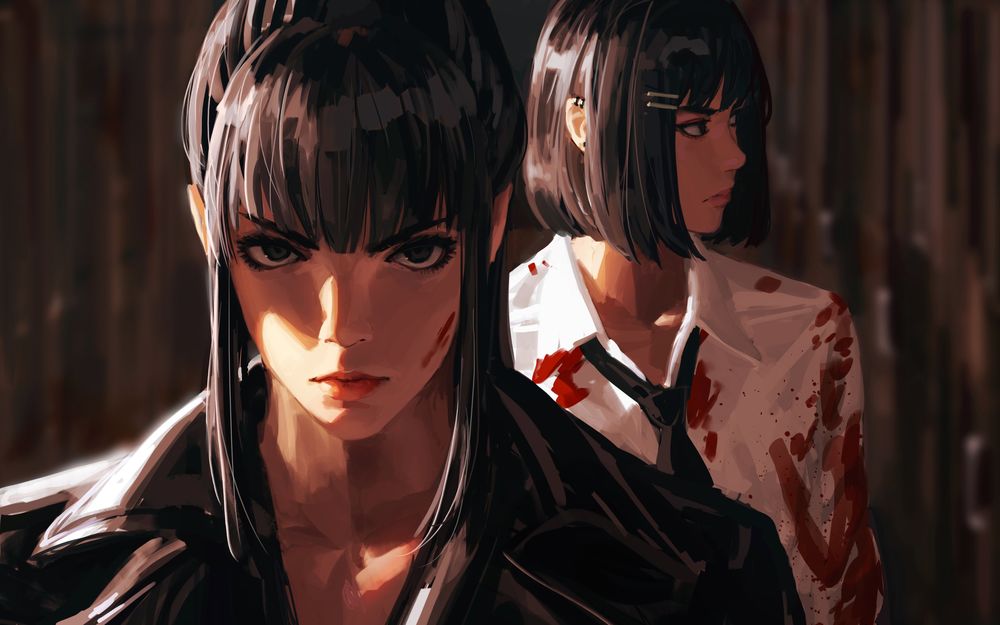 Обои для рабочего стола Портрет двух девушек, by GUWEIZ