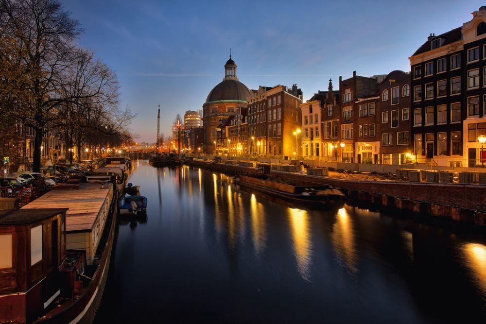 Обои для рабочего стола Вечерний Amsterdam Canals / канал Амстердама, by Roger & Paula Berk