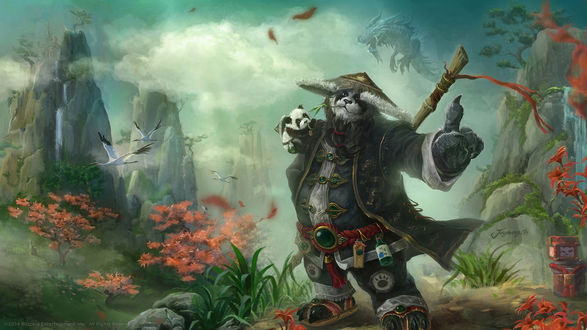 Обои на рабочий стол Панда по игре World of Warcraft / Mists of Pandaria / Мир военного ремесла / Туманы Пандарии