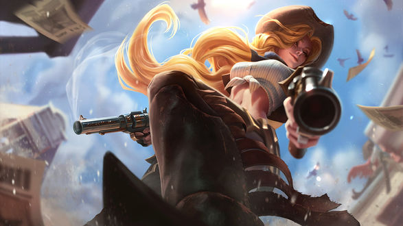 Обои на рабочий стол Miss Fortune / Мисс Фортуна, арт к игре League of Legends / Лига Легенд, by Phong Anh
