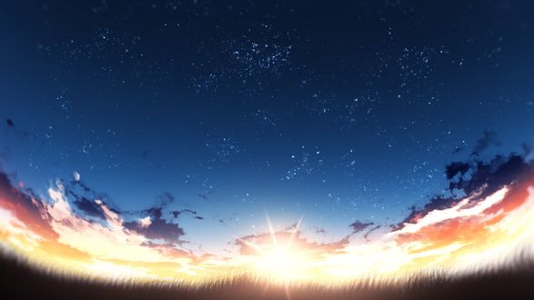 Обои на рабочий стол Яркое солнца на синем небе, by furi