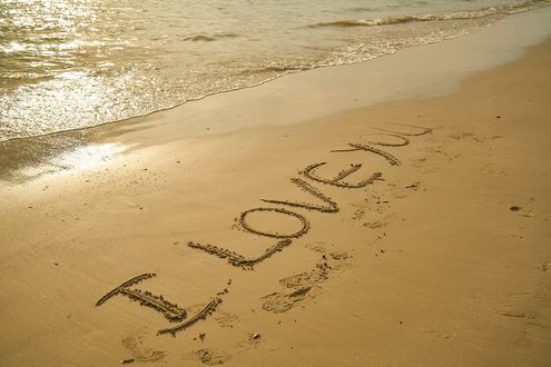 Обои на рабочий стол Надпись на песке I love you / я люблю тебя, by Engin Akyurt