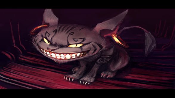Обои на рабочий стол Чеширский кот с серьгами в ушах из игры Alice: Madness Returns / Алиса: безумие возвращается