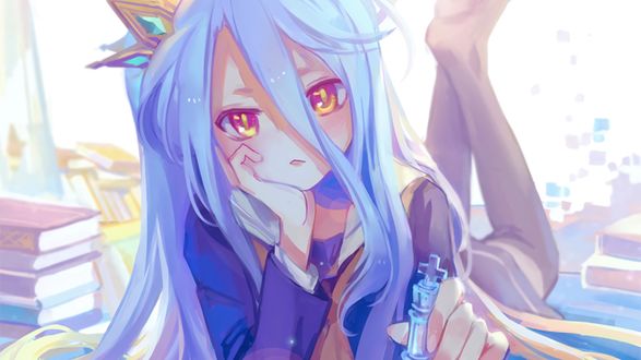 Обои на рабочий стол Девушка с красными глазами Shiro / Широ из аниме Нет игры нет жизни / No game no life, by Achyue