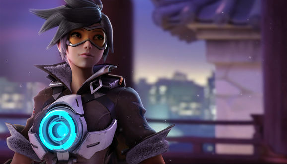 Обои на рабочий стол Tracer / Трейсер из игры Overwatch / Дозор, by Kevin Lumoindong