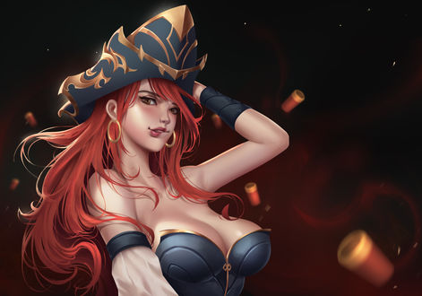Обои на рабочий стол Miss Fortune / Мисс Фортуна, Katarina / Катарина арт к игре League of Legends / Лига Легенд, by Vinh Lam