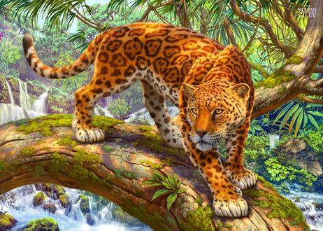 Обои на рабочий стол Ягуар на дереве, by Stepan Gilev