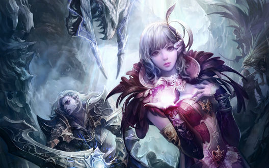 Обои на рабочий стол Светловолосая девушка из видеоигры Aion: The tower of eternity / Айон: Башня вечности