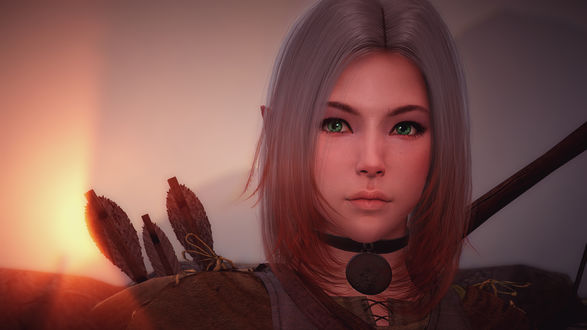 Обои на рабочий стол Эльфийка лучница из игры Black Desert / Черная Пустыня