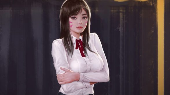 Обои на рабочий стол D. Va / Ди Ва из игры Overwatch / Дозор