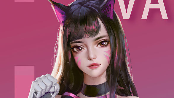 Обои на рабочий стол D. Va / Ди Ва из игры Overwatch / Дозор, by ericga