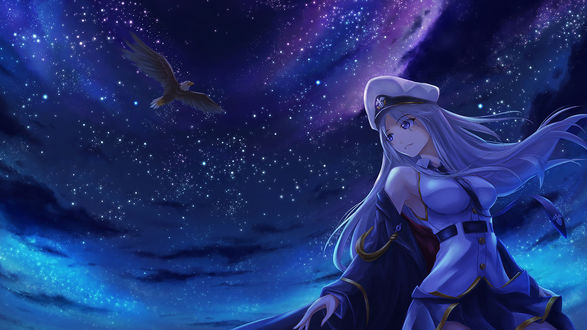Обои на рабочий стол Девушка Enterprise из аниме Azur Lane / Лазурный путь, by Skyde Kei