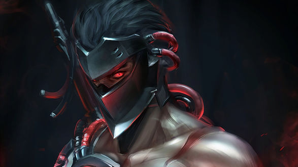 Обои на рабочий стол Гендзи / Genji из игры Overwatch / Дозор