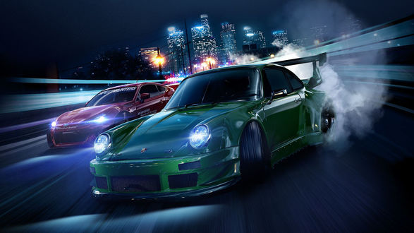 Обои на рабочий стол Ночные гонки, Арт по игре Need For Speed
