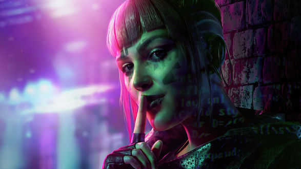 Обои на рабочий стол Девушка из видеоигры Watch Dogs / Legion