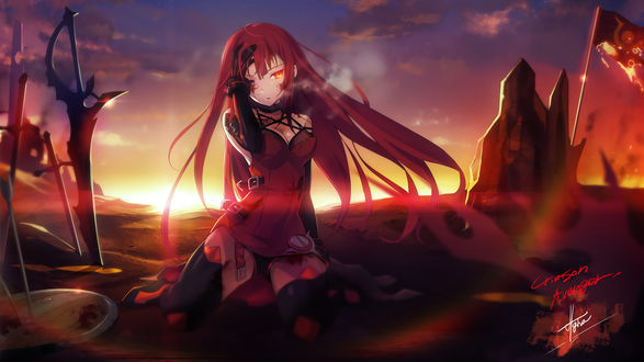 Обои на рабочий стол Элизис / Elesis из видеоигры Elsword, by Ha-Gha