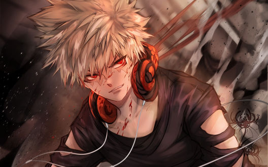 Обои на рабочий стол Katsuki Bakugou / Кацуки Бакуго из аниме Boku no Hero Academia / Моя геройская академия, by 10Juu