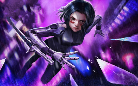 Обои на рабочий стол Alita / Алита из фильма Alita: Battle Angel / Алита: Боевой ангел, by nian wu