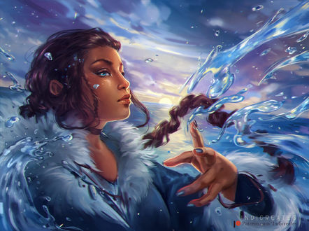 Обои на рабочий стол Персонаж Катара / Katara из мультсериала Avatar: The Legend of Aang / Аватар: Легенда об Аанге, by IndiCreates