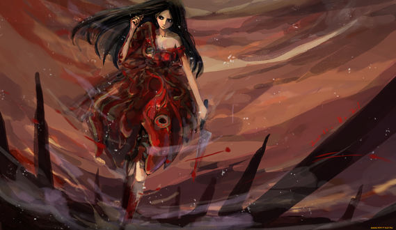 Обои на рабочий стол Алиса с ножем в руке, из игры Alice: Madness Returns / Алиса: Безумие Возвращается