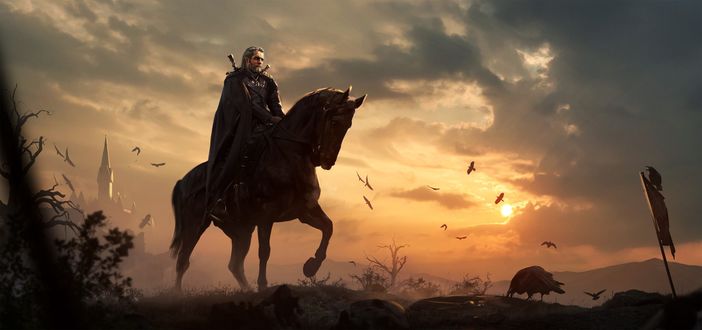 Обои на рабочий стол Геральд из Ривии / Geralt of Rivia один из последних ведьмаков охотившихся на монстров, видеоигра Ведьмак 3 / Дикая охота / The Witcher 3 / Wild hunt, by Wojtek Fus