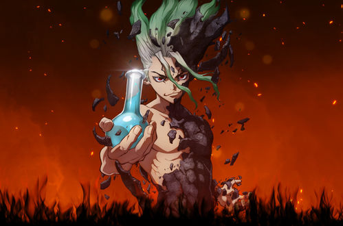 Обои на рабочий стол Senku Ishigami / Сенку Ишигами из аниме Dr Stone / Доктор Стоун