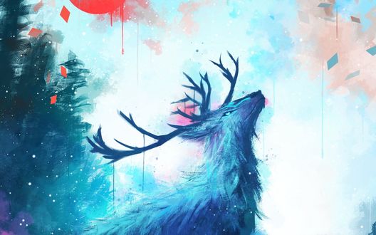 Обои на рабочий стол Работа - Iced Deer / Замороженный олень, by SeerStuff