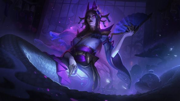 Обои на рабочий стол Cassiopeia / Кассиопея из видеоигры League of Legends / Лига Легенд