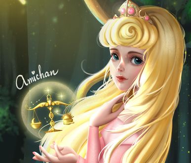 Обои на рабочий стол Princess Aurora / принцесса Аврора со знаком зодиака