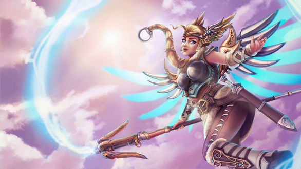 Обои на рабочий стол Mercy / Ангел / Ангела Циглер из игры Overwatch / Дозор, by Tropic02