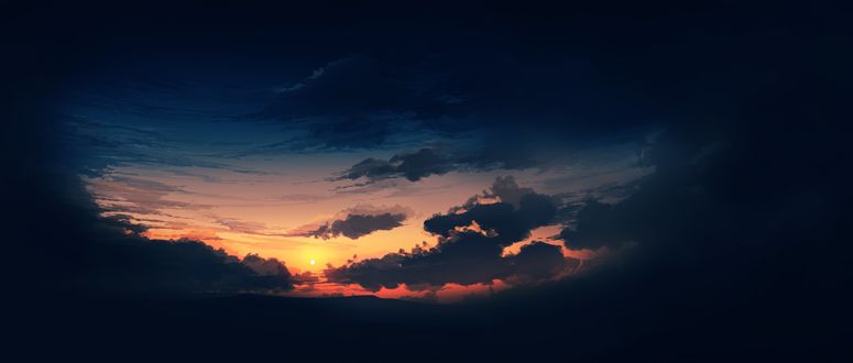 Обои на рабочий стол Мрачное облачное небо с облаками, by gracile