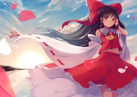 Обои на рабочий стол Reimu Hakurei / Рейму Хакурей из серии компьютерных игр Touhou Project / Проект Восток / Тохо