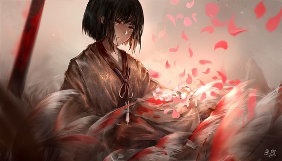 Обои на рабочий стол Kuro / Куро из видеоигры Sekiro / Shadows Die Twice / Одинокий волк / Тени умирают дважды