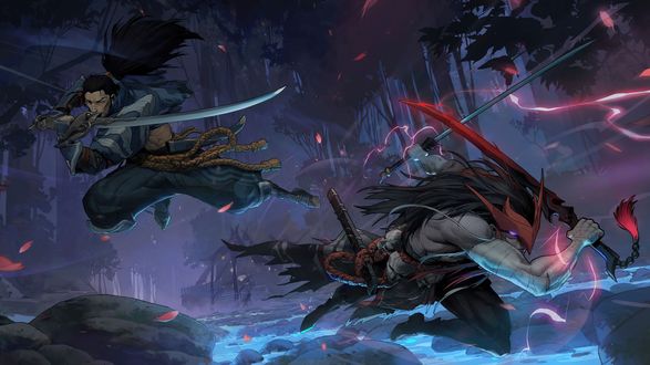 Обои на рабочий стол Самураи Yasou / Ясоу и Yone / Йоне из видеоигры / Leage Of Legends / Лига Легенд, Riot Games