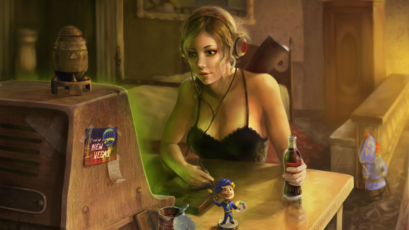Обои на рабочий стол Девушка Lone Wanderer из видеоигры Fallout: New Vegas, by hel999
