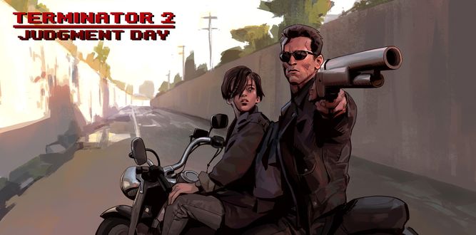 Обои на рабочий стол Рисунок из фильма Терминатор 2 / Terminator 2 / Судный День, by dannis duan