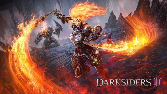 Обои на рабочий стол Персонажи Fury / Ярость, Wrath / Гнев из видеоигры Darksiders 3 / Сторонники Тьмы 3, Gunfre Games