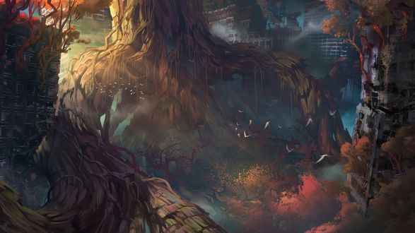 Обои на рабочий стол Постапокалиптический арт из видеоигры Darksiders / Сторонники Тьмы