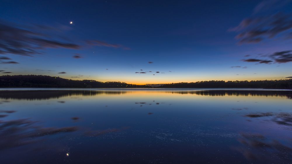Обои для рабочего стола Сумерки на озере Narrabeen Lagoon / Наррабеен Лагун, Australia / Австралия