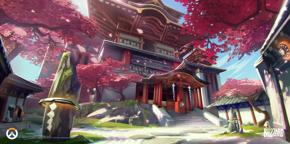 Обои для рабочего стола Hanamura / храм Ханамуры из игры Overwatch / Дозор, by Peter Lee