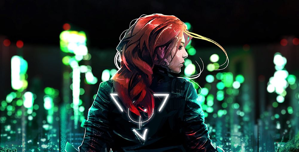 Обои для рабочего стола Персонаж Fiona / Фиона стоит спиной к нам на фоне ночного города, by Rashed AlAkroka
