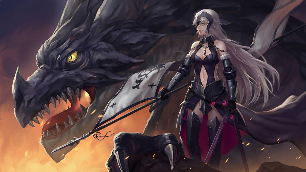 Обои для рабочего стола Jeanne dArc / Жанна д’Арк арт персонажа из аниме и манги Fate: Apocrypha / Судьба: Апокриф, by Nenel-FX