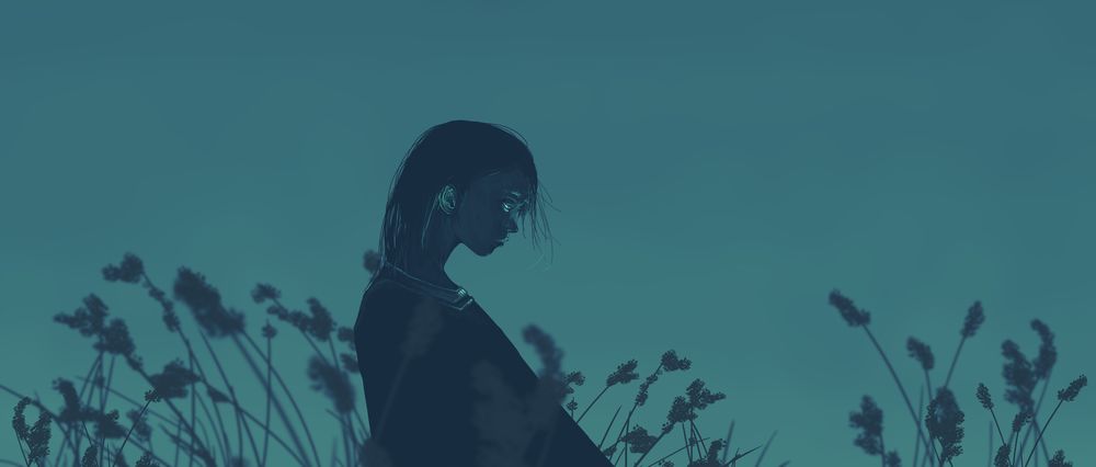 Обои для рабочего стола Девушка с опущенной головой, by gracile