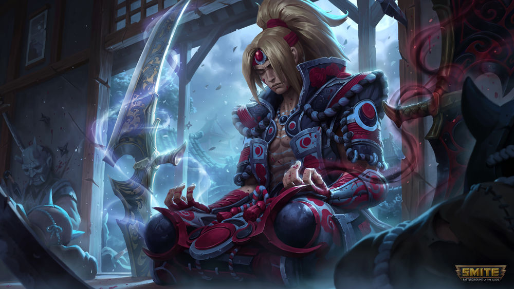 Обои для рабочего стола Воин Tsukuyomi / Цукуеми из видеоигры Smite