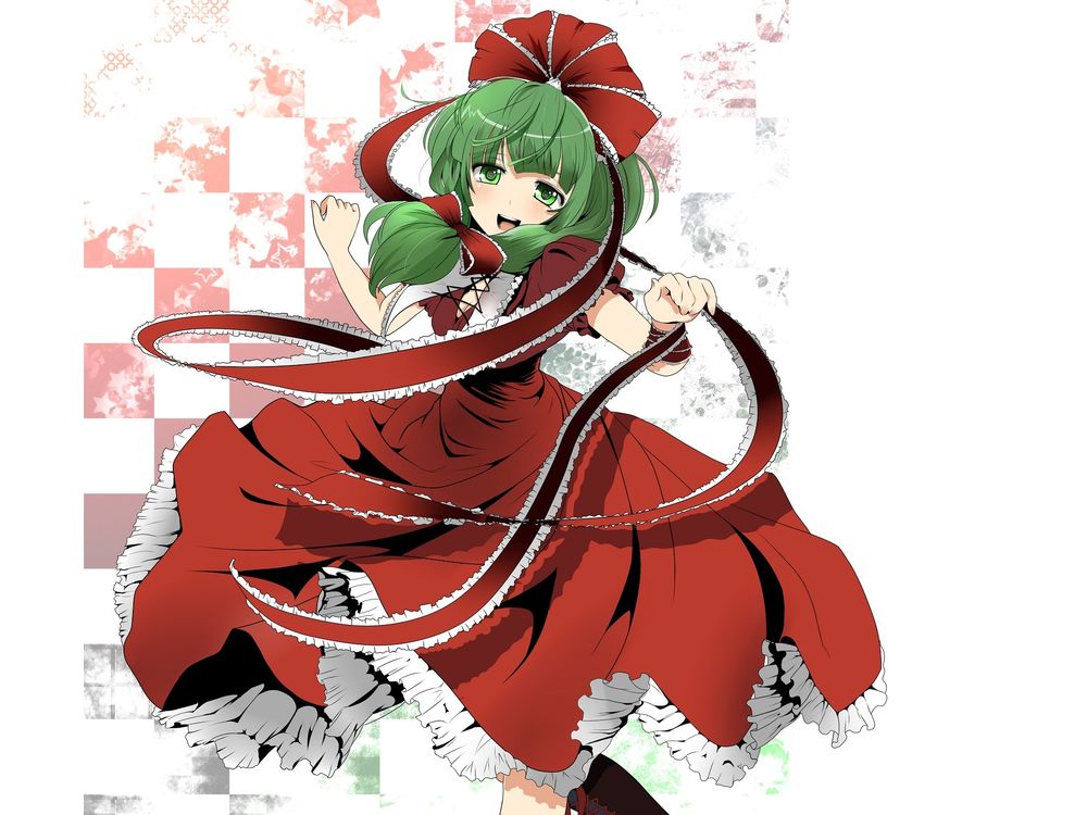 Обои для рабочего стола Kagiyama Hina / Кагияма Хина танцует с лентой из игры Touhou Project / Проект Восток, by Ishikkoro