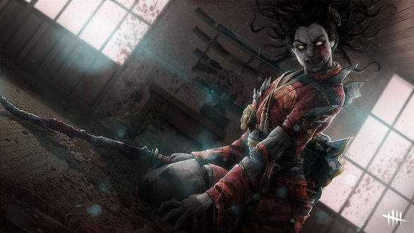 Обои на рабочий стол Самурай женщина-зомби из видеоигры Dead By Daylight / Мертвый при Дневном Свете