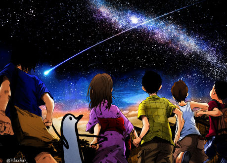 Обои на рабочий стол Aiko Tanka, Punpun Onodera, Masumi Seki, персонажи из аниме Goodnight Punpun / Спокойной ночи Пунпун, by Harshit Laxkar